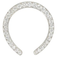 Early 20th Century Diamond Horse Shoe Brooch in Platinum and Gold