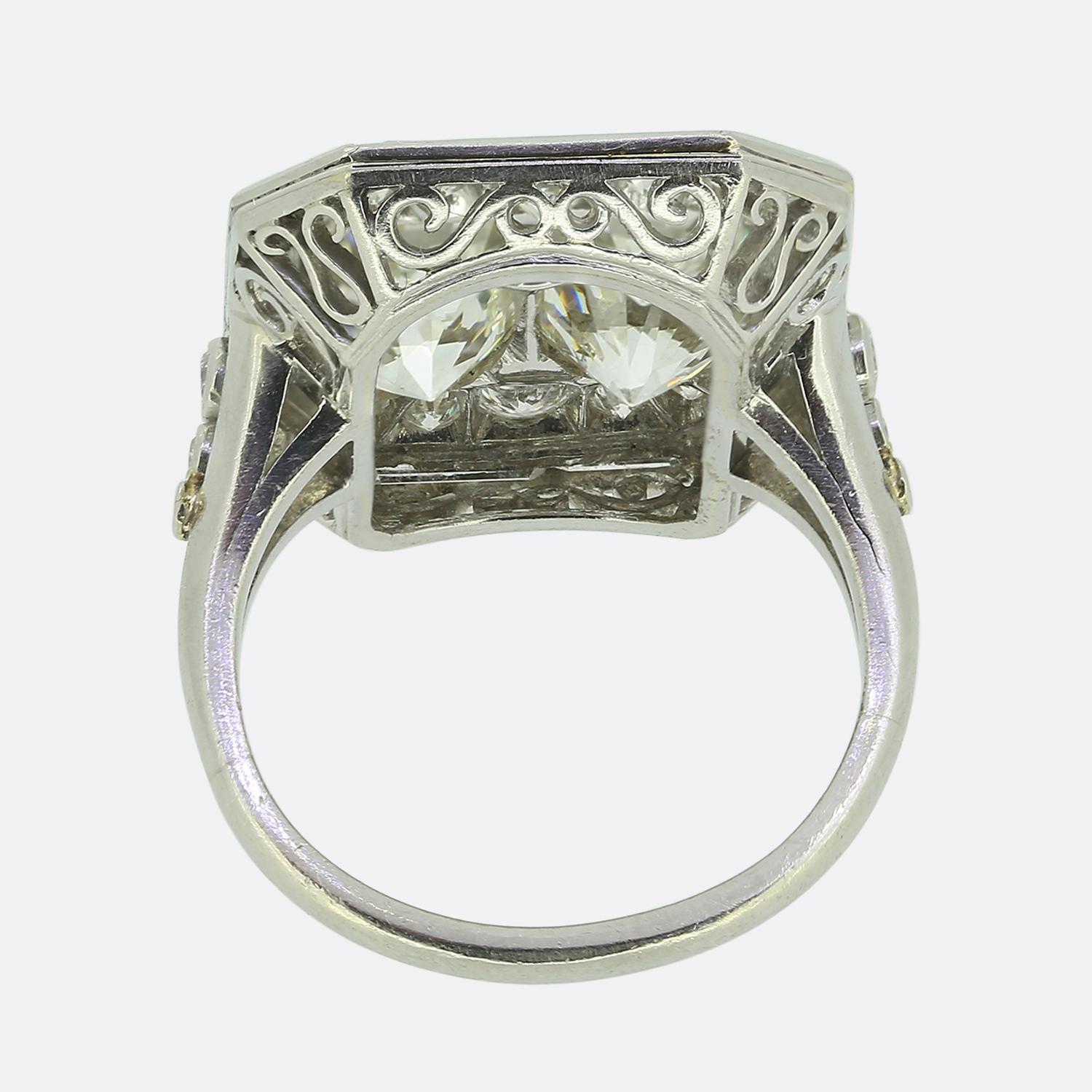 Early 20th Century Diamond Tablet Ring In Good Condition For Sale In London, GB