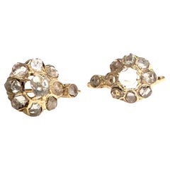 Early 20th Century  Diamond  Yellow Gold Earrings