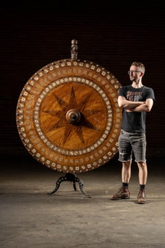 Early 20th Century Dice Gambling Wheel with Starburst Veneer Face