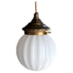 Early 20th Century Diminutive English Brass Gallery and Glass Light Shade