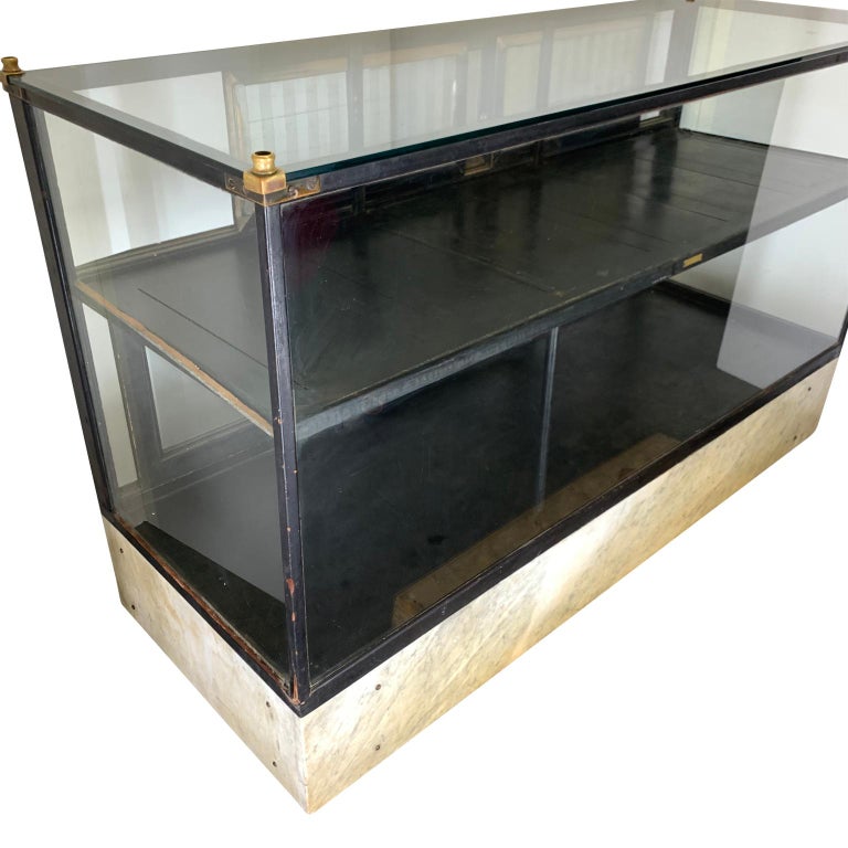 Early 20th Century Display Case Vitrine with Marble Base, American Show