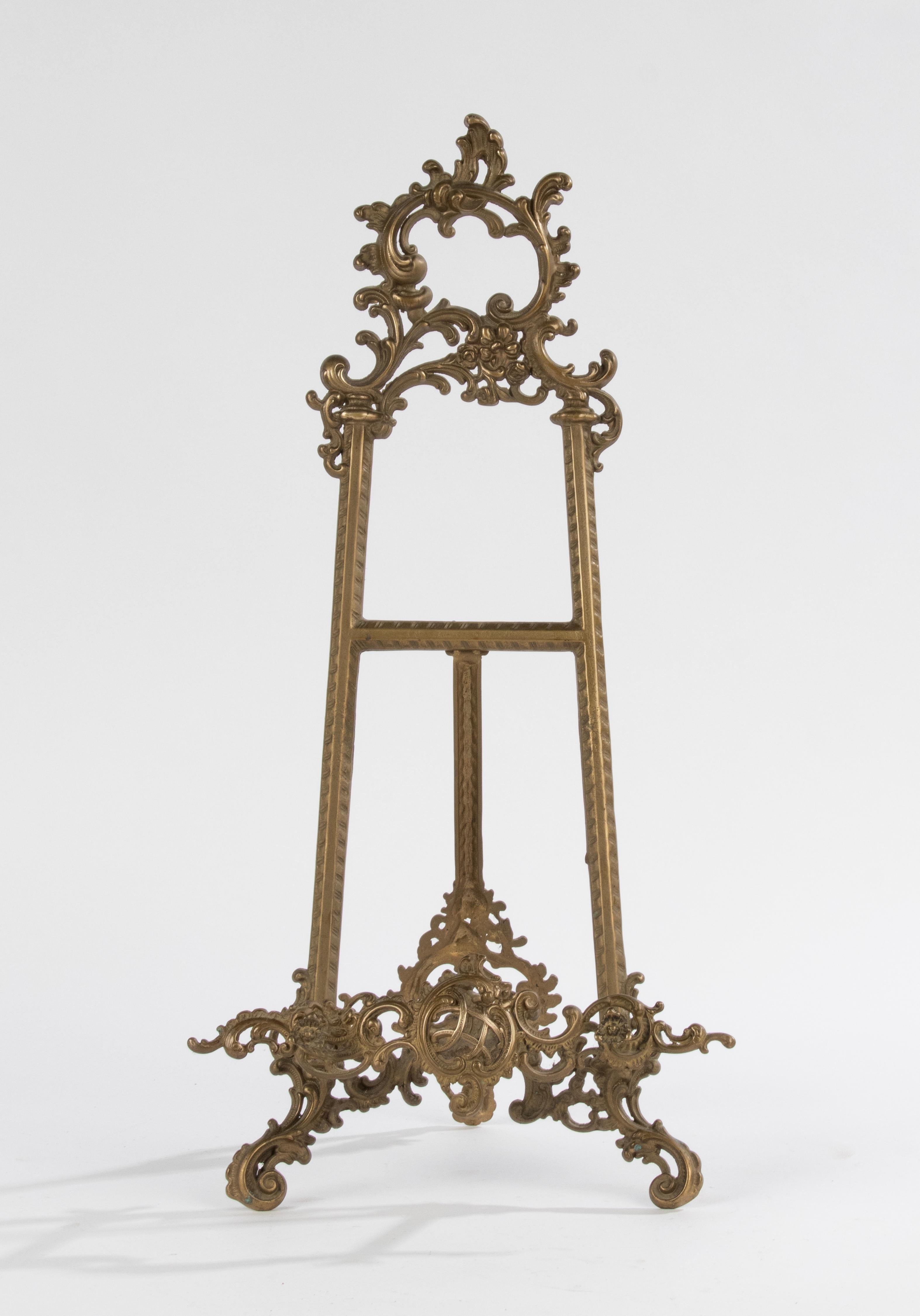 Late 19th Century Early 20th Century Display Stand for Books or Paintings - Brass - Rococo Style  For Sale