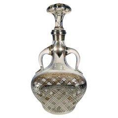 Early 20th Century Double Handled Silver Overlaid Clear Glass Decanter