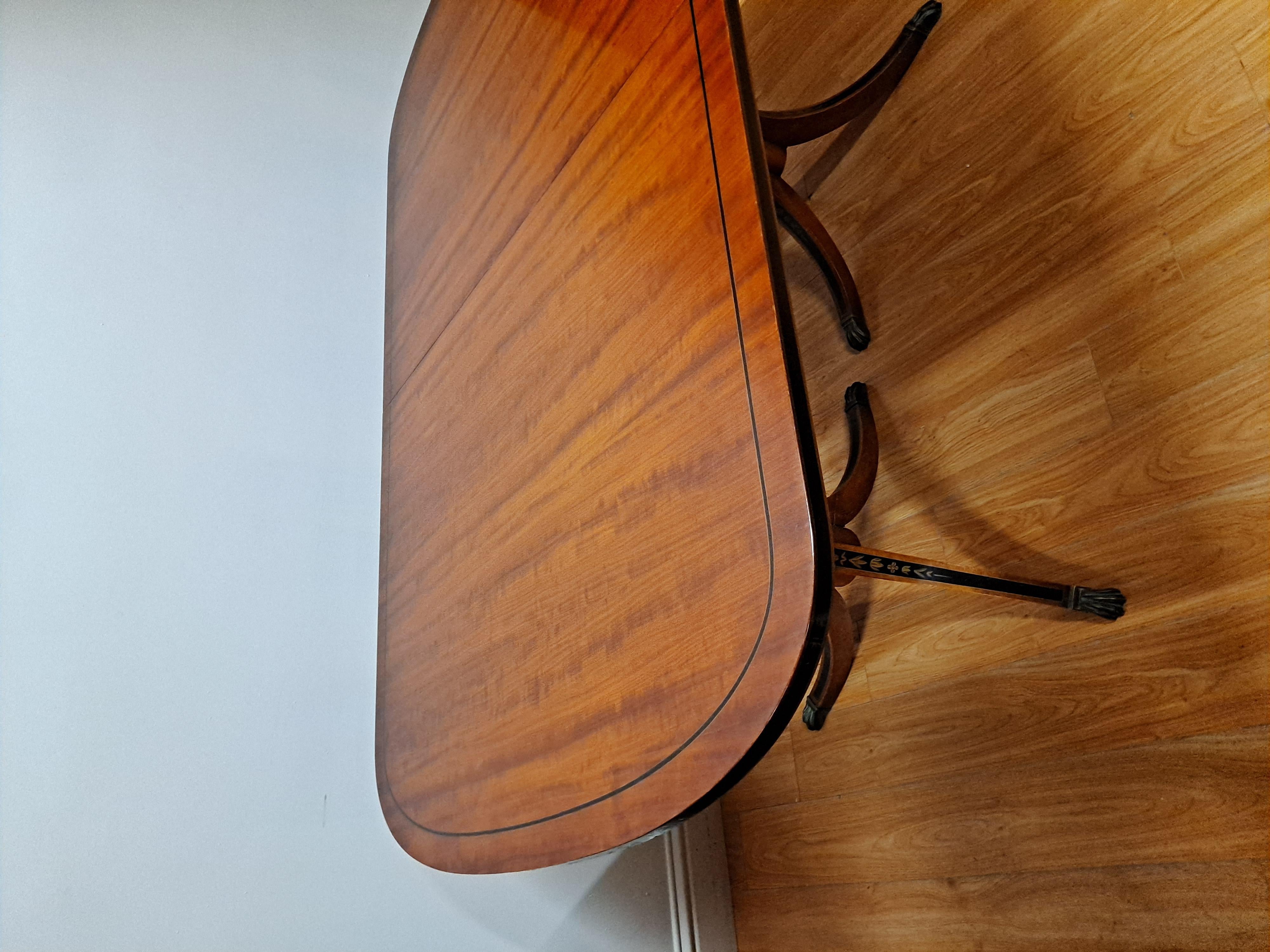 Early 20th Century Double Pedestal Mahogany Table with Extension Leaf In Good Condition For Sale In San Francisco, CA