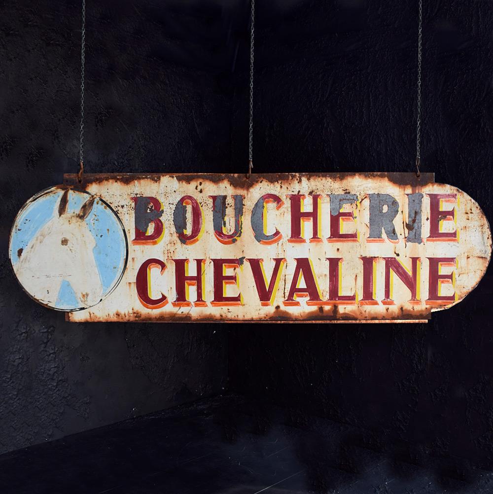 Early 20th Century Double Sided French Butchers Trade Sign 1