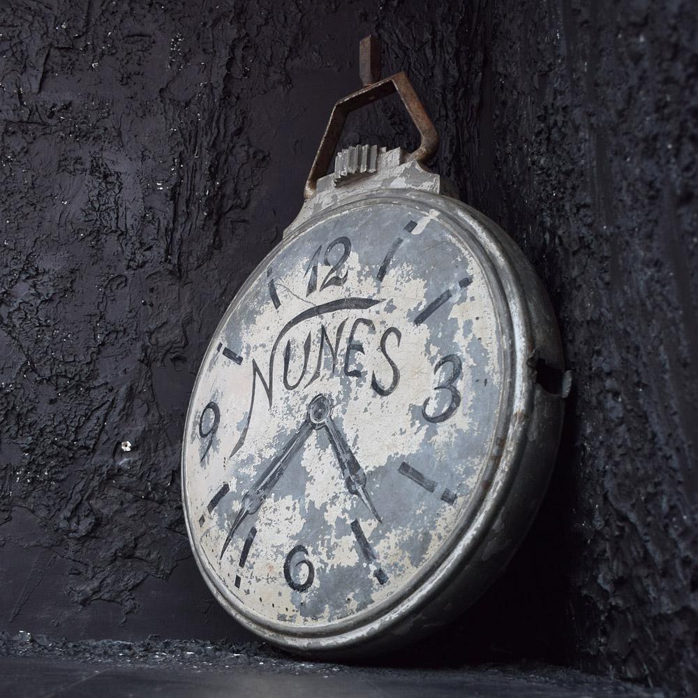 Early 20th Century Double Sided French Zinc Clock Smiths Trade Sign For Sale 4