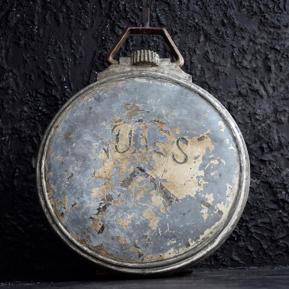 Early 20th Century Double Sided French Zinc Clock Smiths Trade Sign For Sale 7