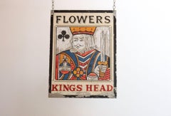 Early 20th Century Double-Sided "Kings Head" Hand Painted Metal English Pub Sign