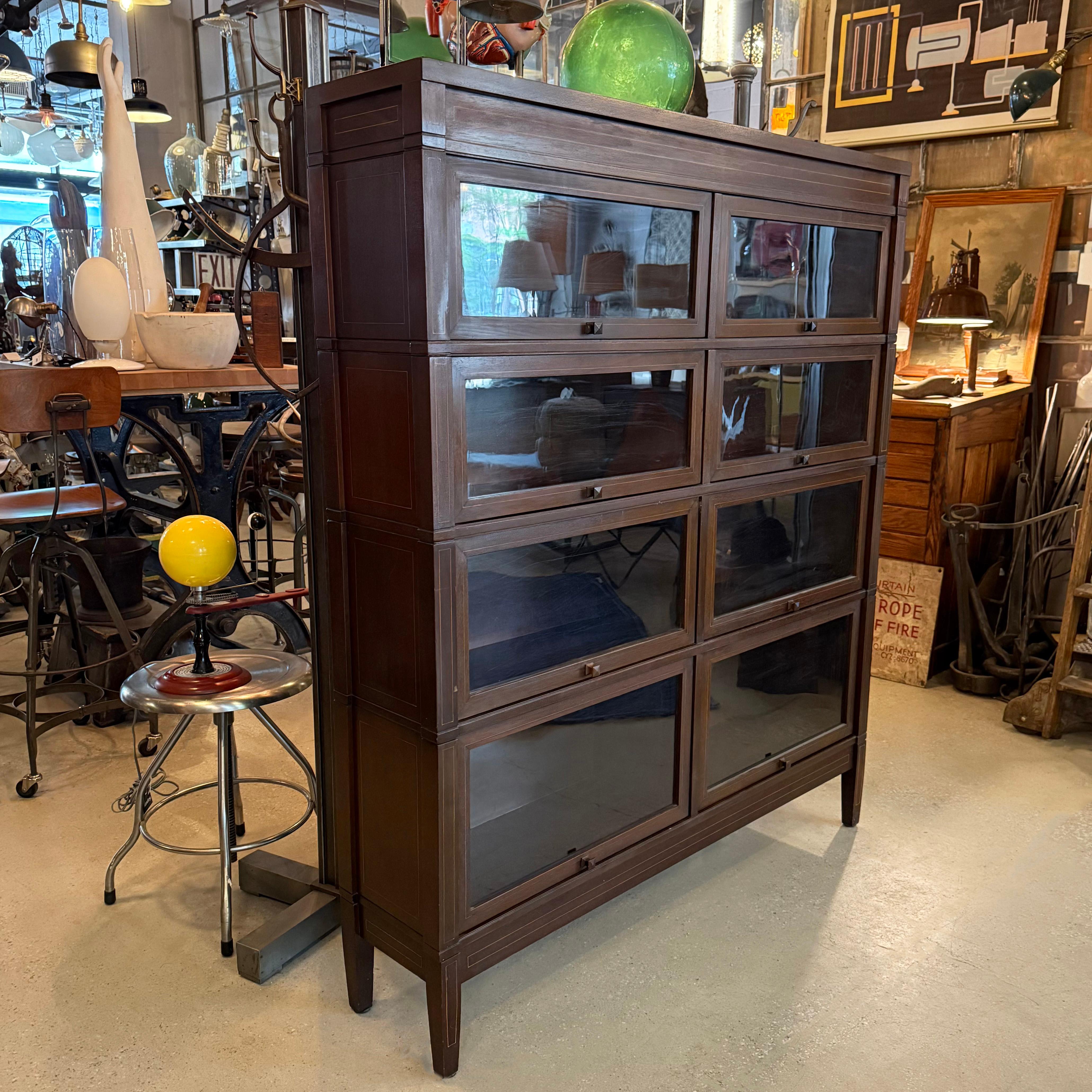 American Early 20th Century Double-Wide Mission Mahogany Barrister Case For Sale