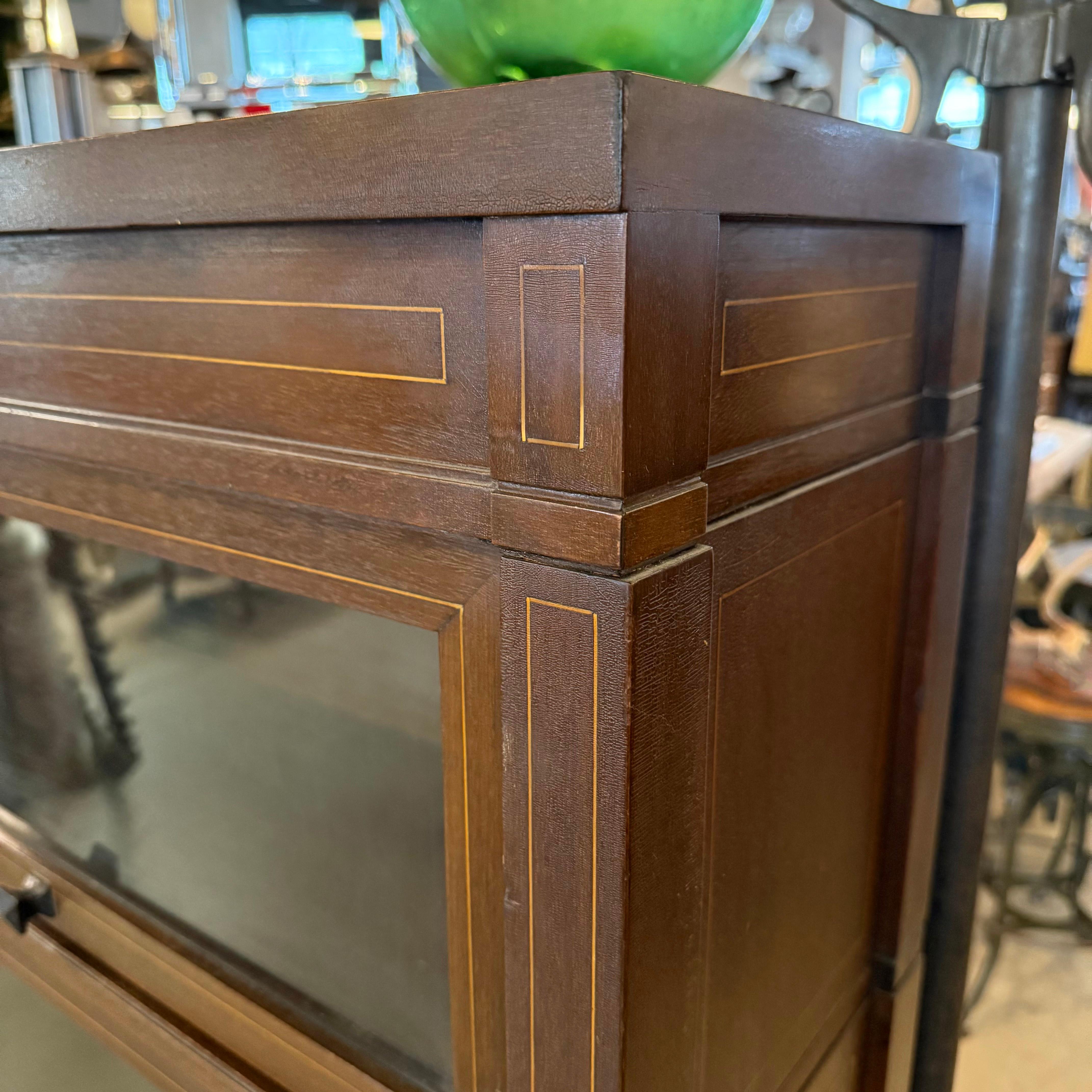 Glass Early 20th Century Double-Wide Mission Mahogany Barrister Case For Sale