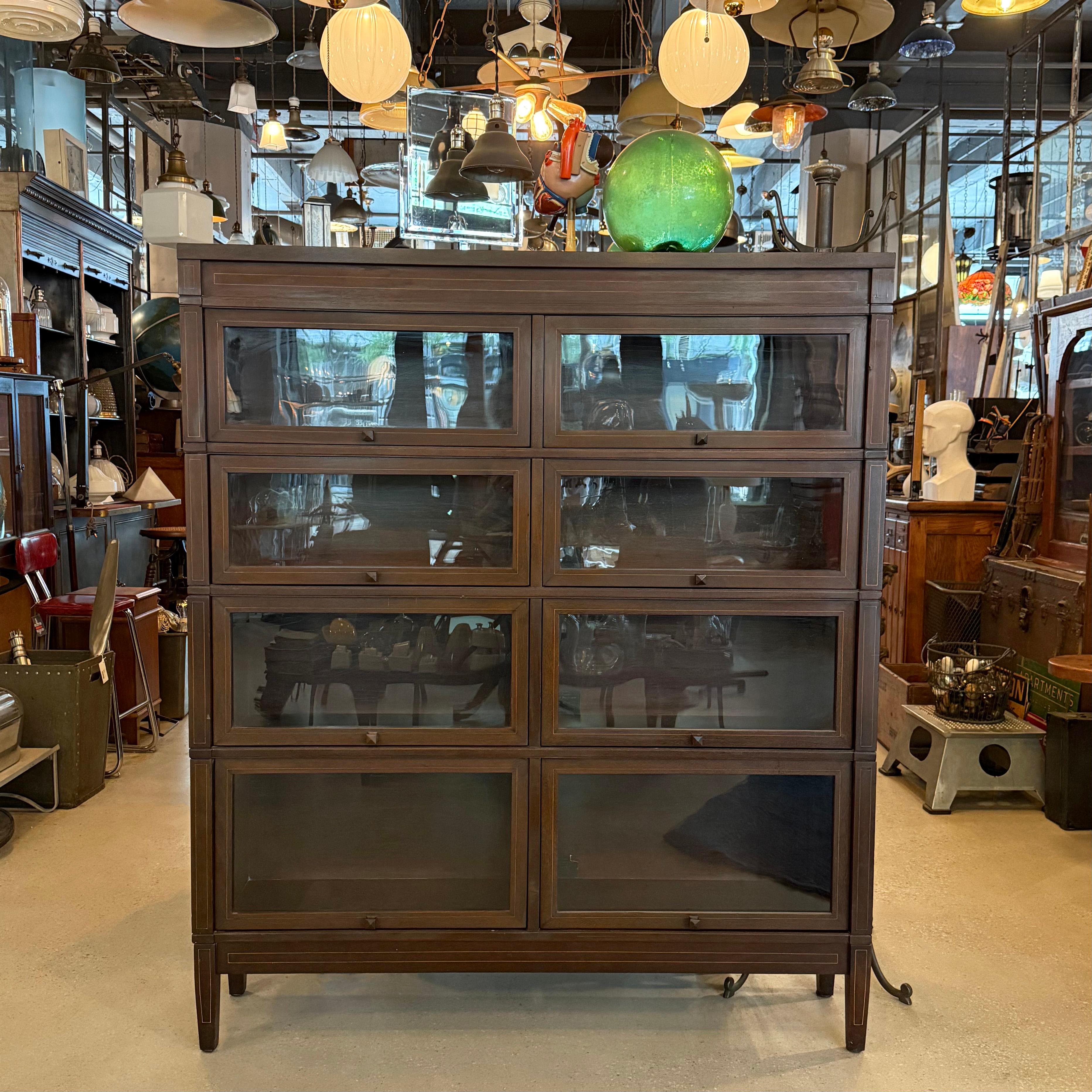 Early 20th Century Double-Wide Mission Mahogany Barrister Case For Sale 1