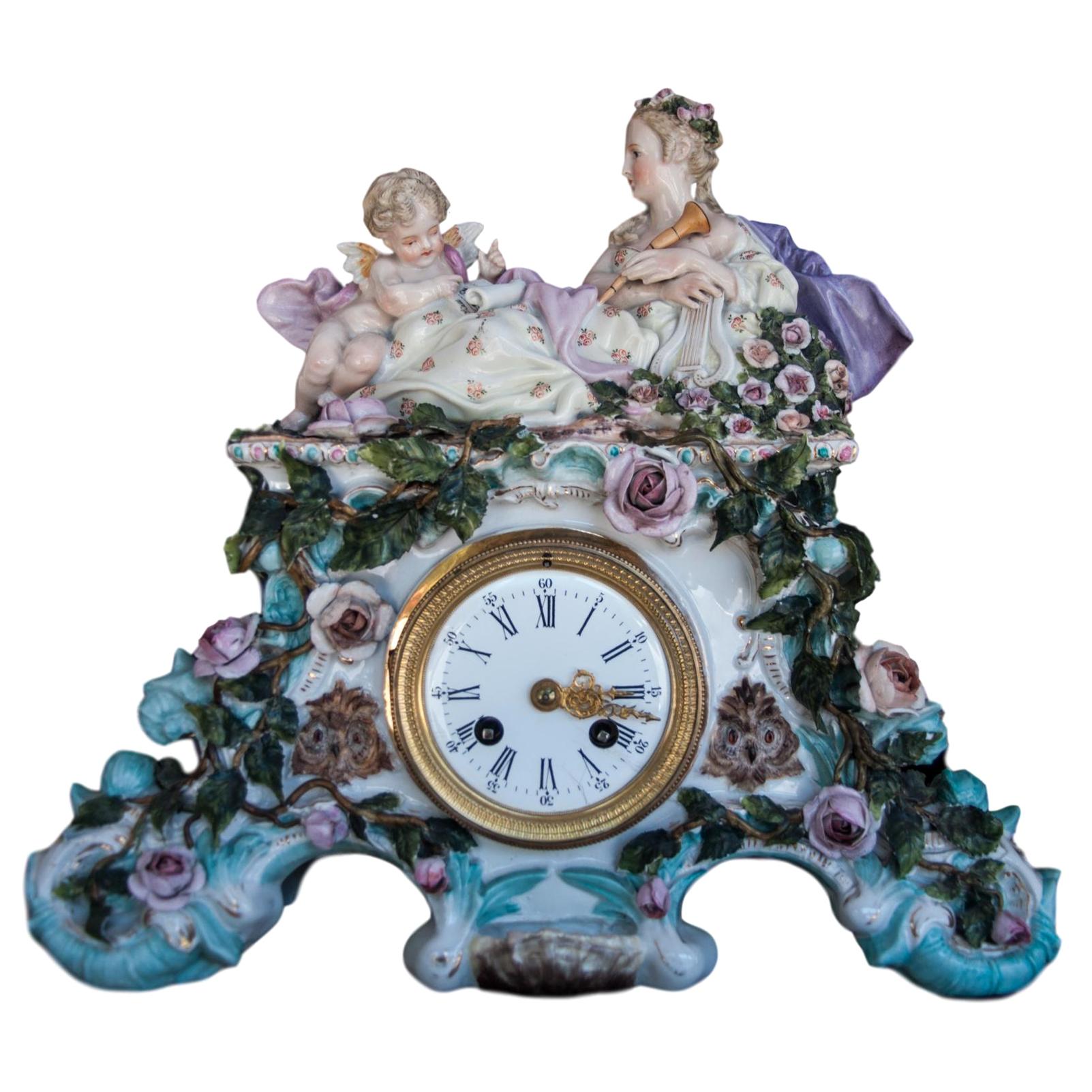 Early 20th Century Dresden Porcelain Clock