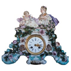 Antique Early 20th Century Dresden Porcelain Clock