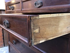 1930's Italian Dresser Drawer in Mahogany and Chestnut, with Mirror Restored