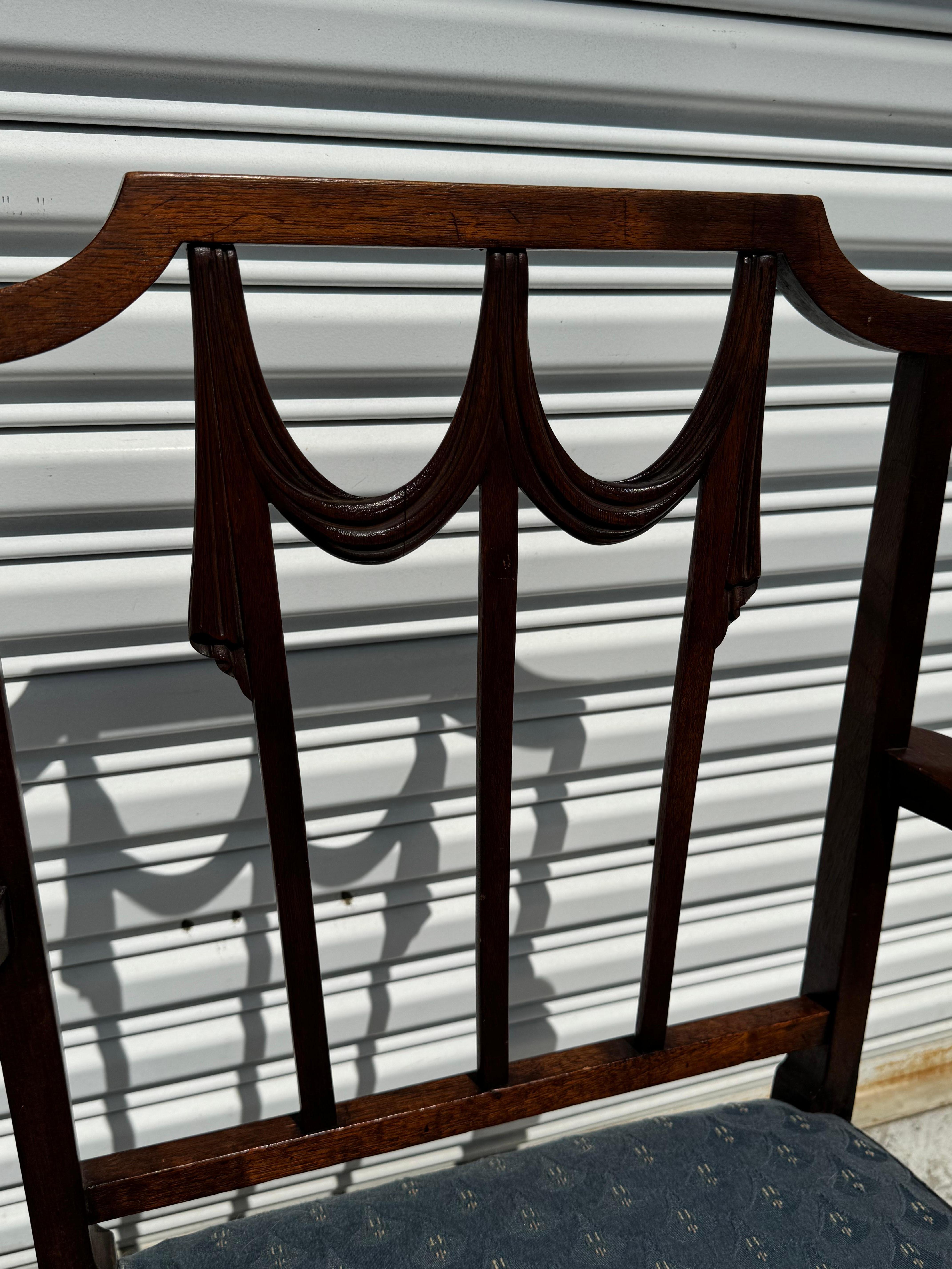 Regency Revival Early 20th Century Duncan Phyfe Mahogany Lincoln Drape Armchair For Sale