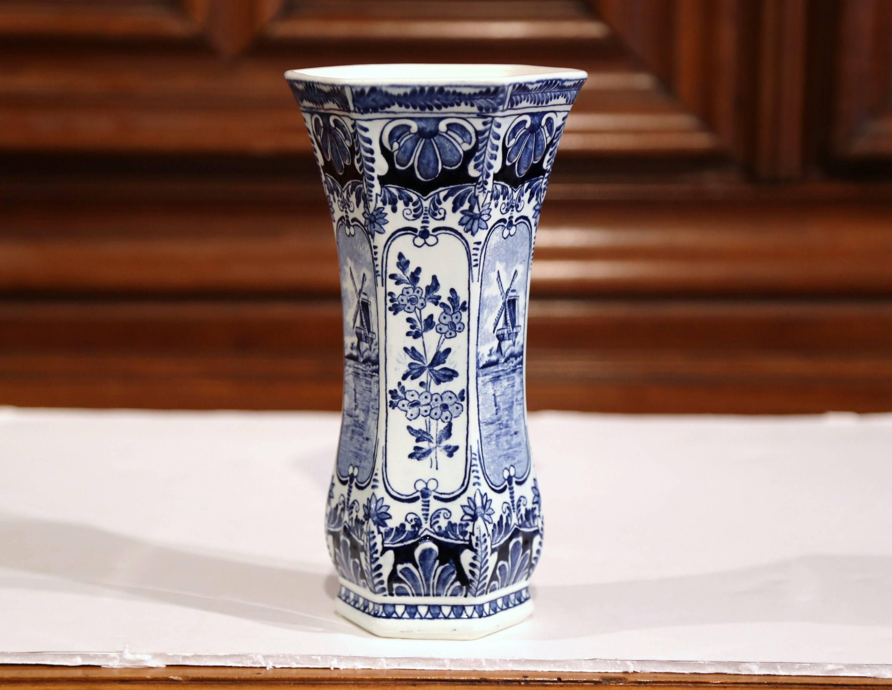 antique delft blue windmill