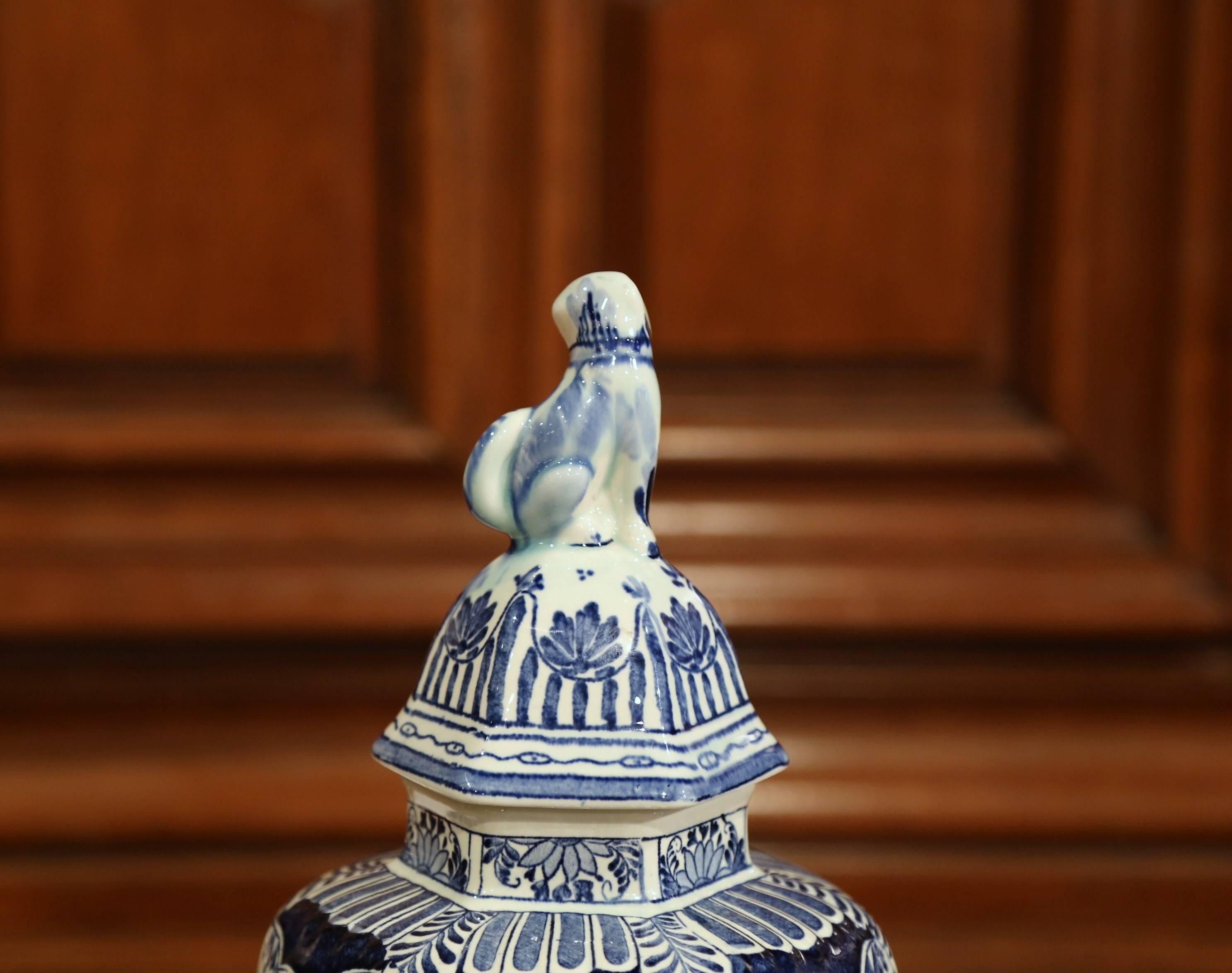 Jarre à gingembre et couvercle Royal Delft hollandais bleu et blanc du début du 20e siècle 1