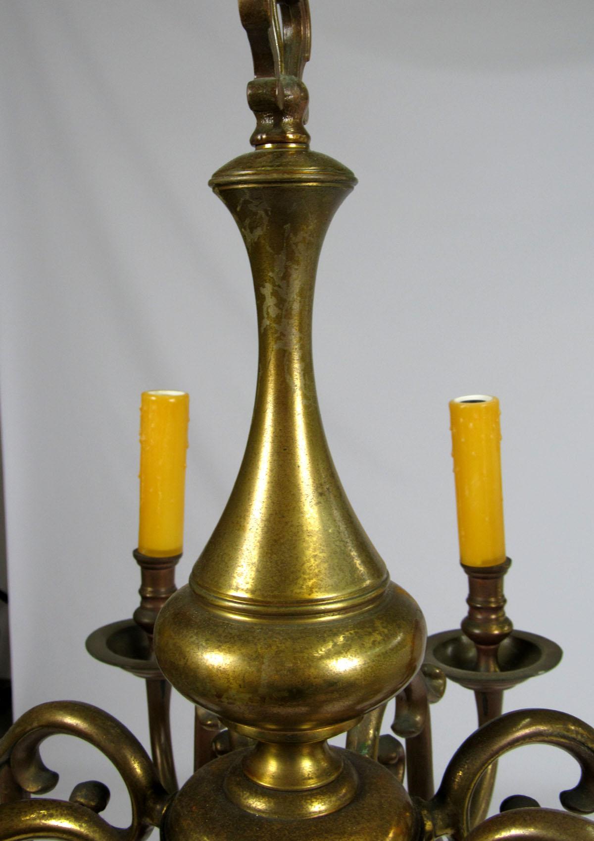Early 20th Century Dutch Brass Chandelier For Sale 6