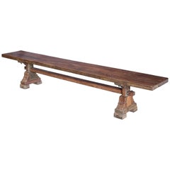 Early 20th Century Dutch Colonial Solid Teak Wood Farm Bench