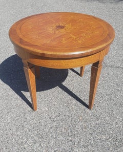 Early 20th Century Dutch Colonial Style Marquetry Fruitwood Gueridon Table