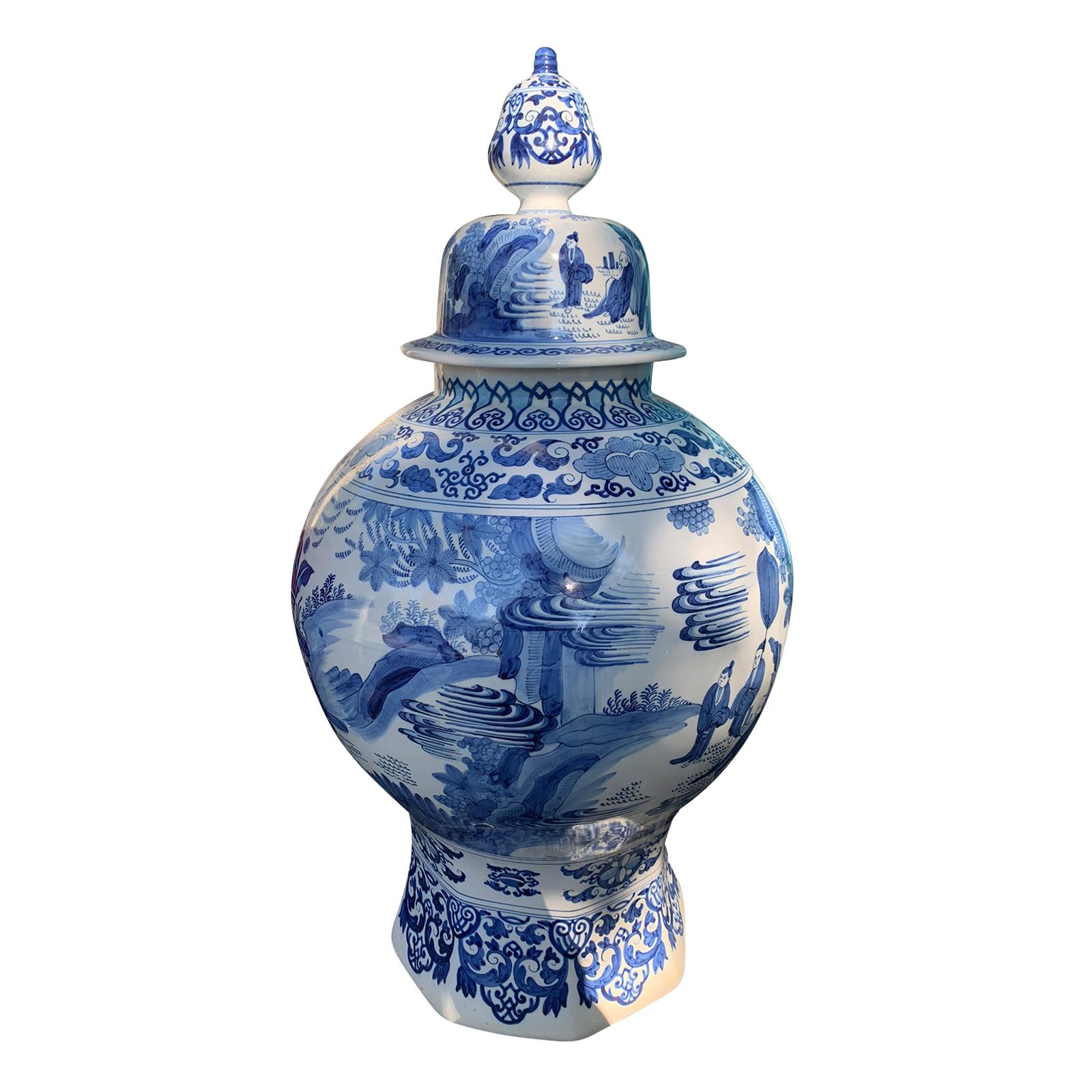 Early 20th Century Dutch Delft Baluster Jar, Signed Boch Freres Keramis