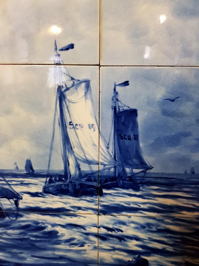 Early 20th Century Dutch Delfts Blue Tile Tableau by H.C. Bottelier. In Good Condition In Raalte, NL