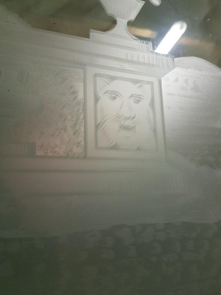 Early 20th Century Dutch Ensuite Doors with Etched Glass Depicting a