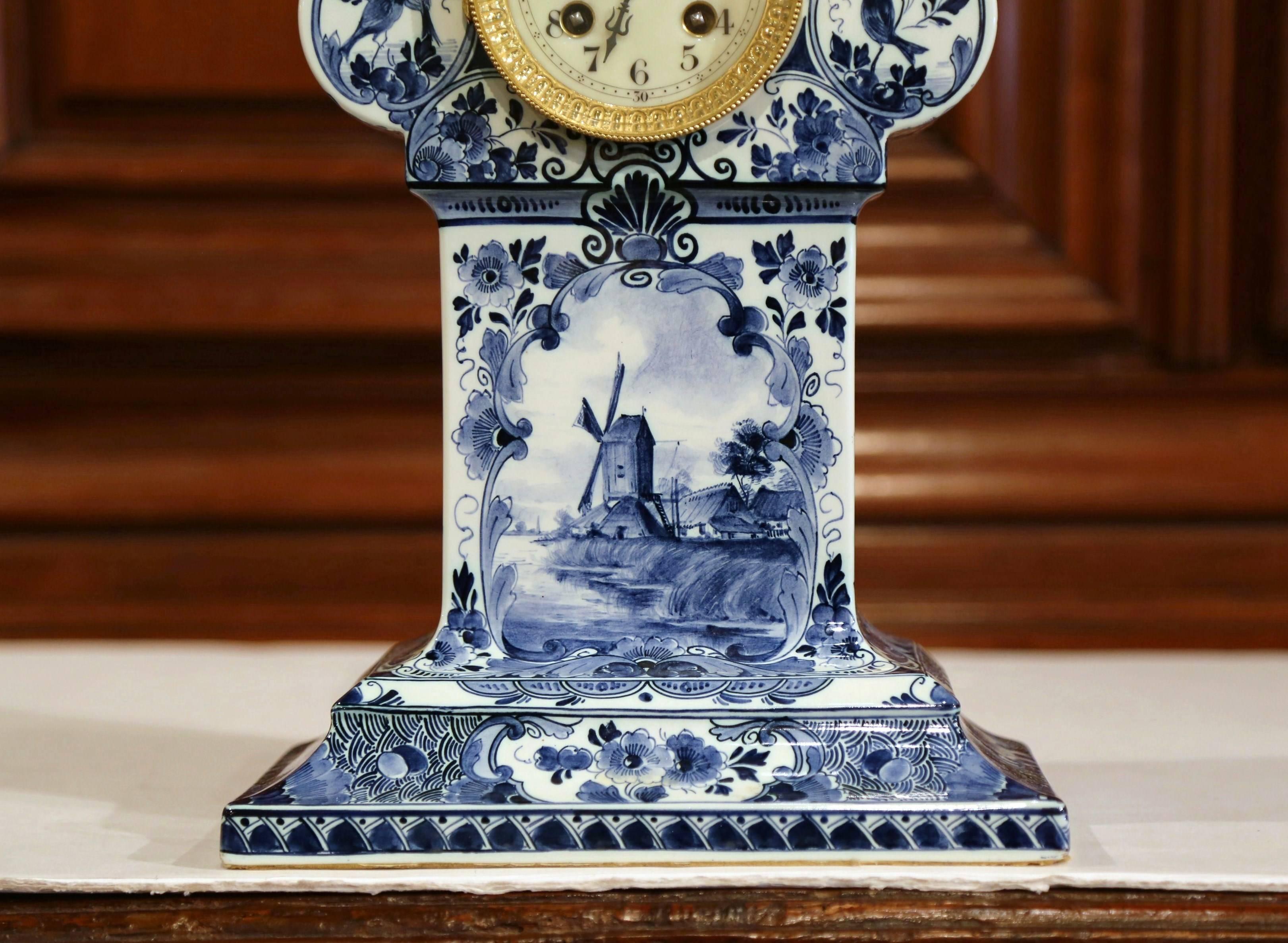 antique blue delft clock