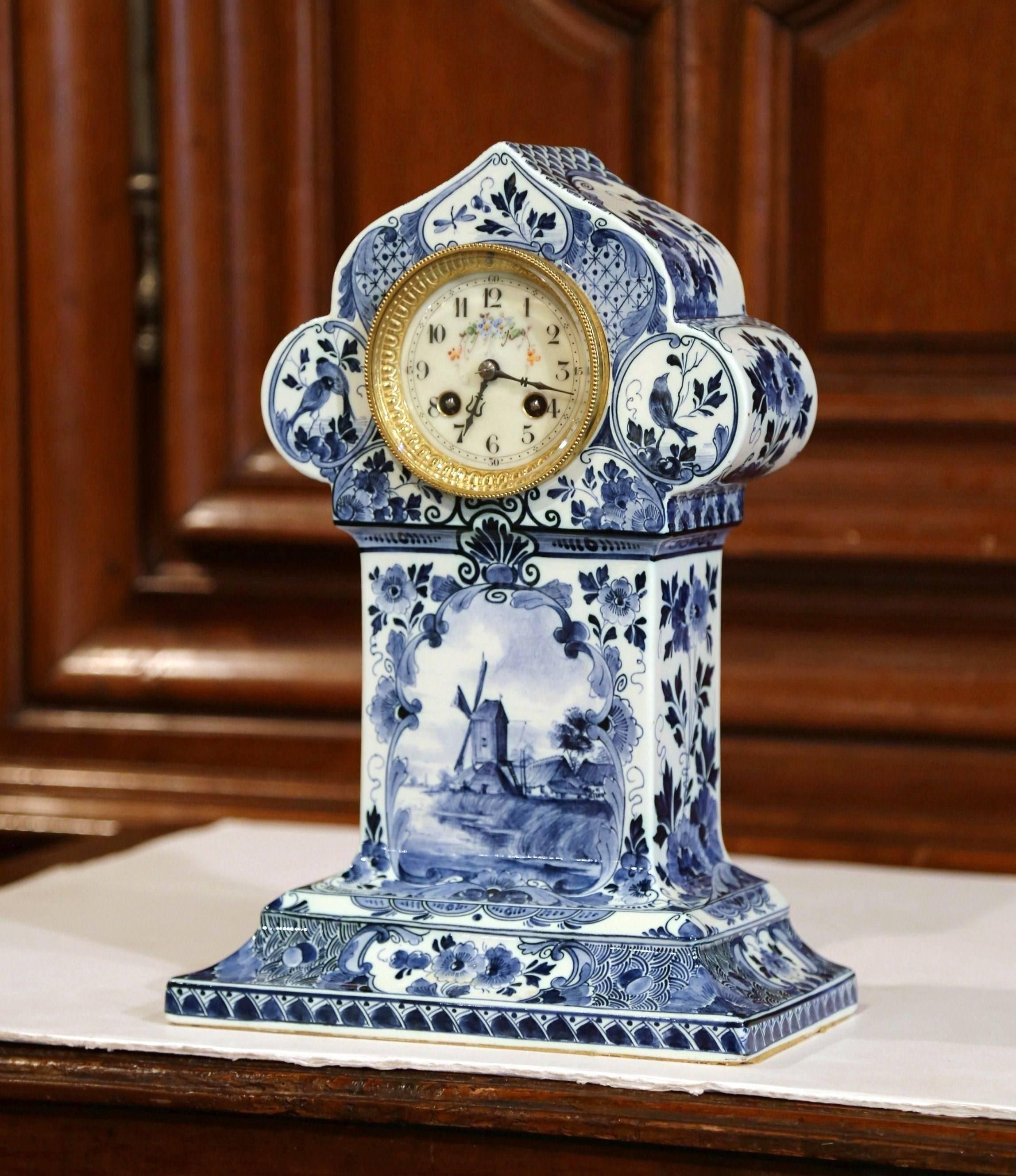 blue and white clock