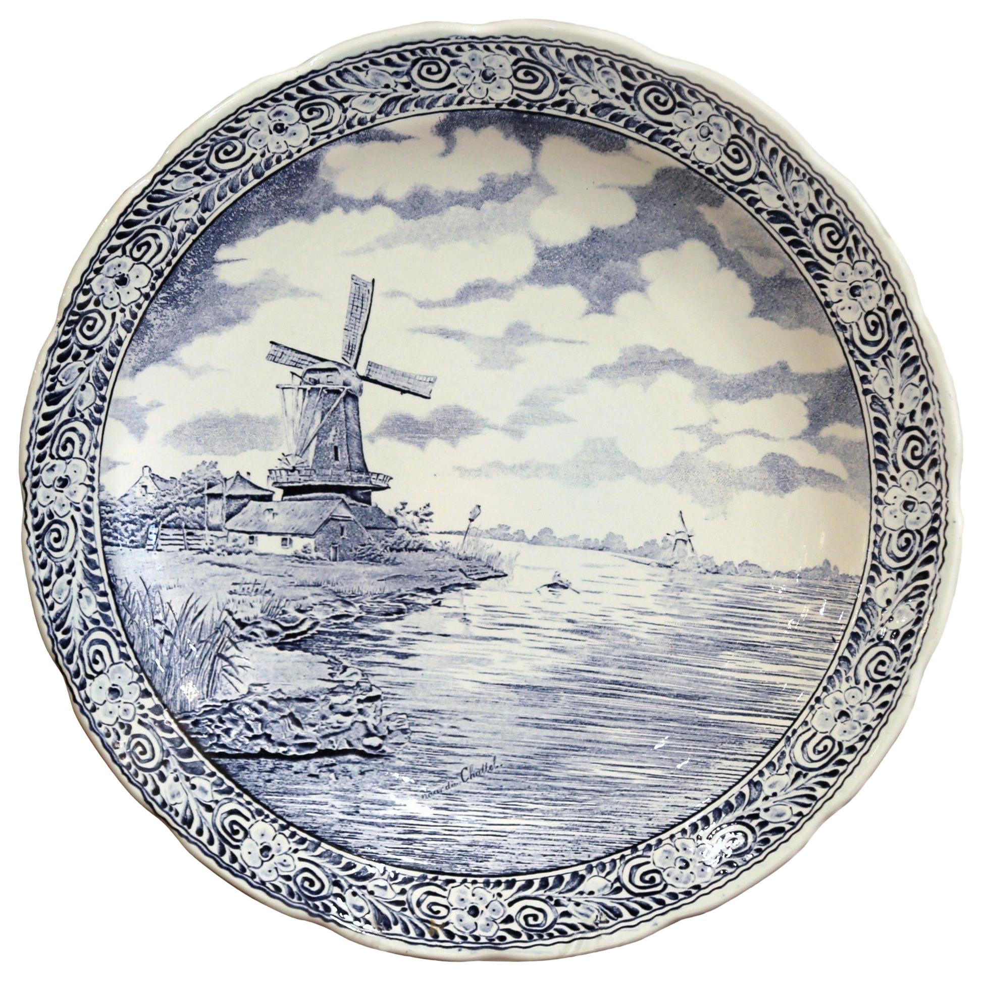 Early 20th Century Dutch Hand Painted Bosh Delft Platter with Pastoral Scene