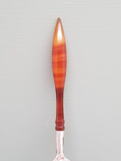 Early 20th Century Dutch Silver Sugar Spoon with Agate Handle