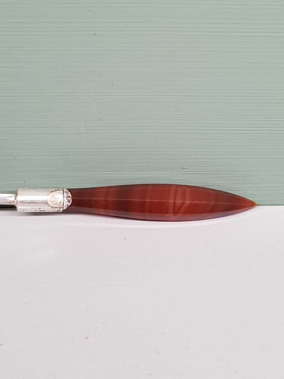 Early 20th Century Dutch Sugar Spoon with Agate Handle 1