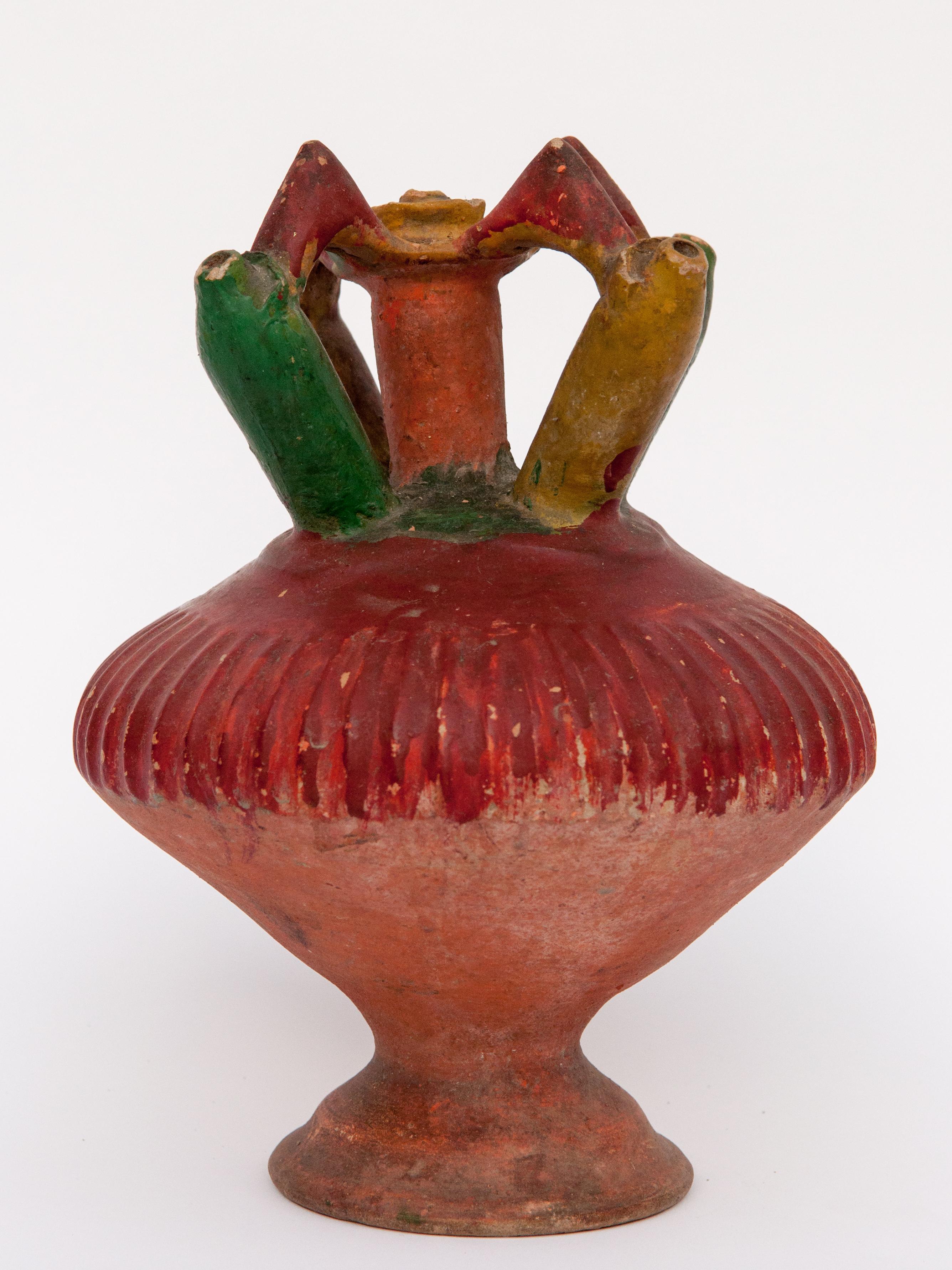 Hand-Crafted Kendi Earthenware Ritual Vessel with Original Color, Sumatra. Early 20th Century
