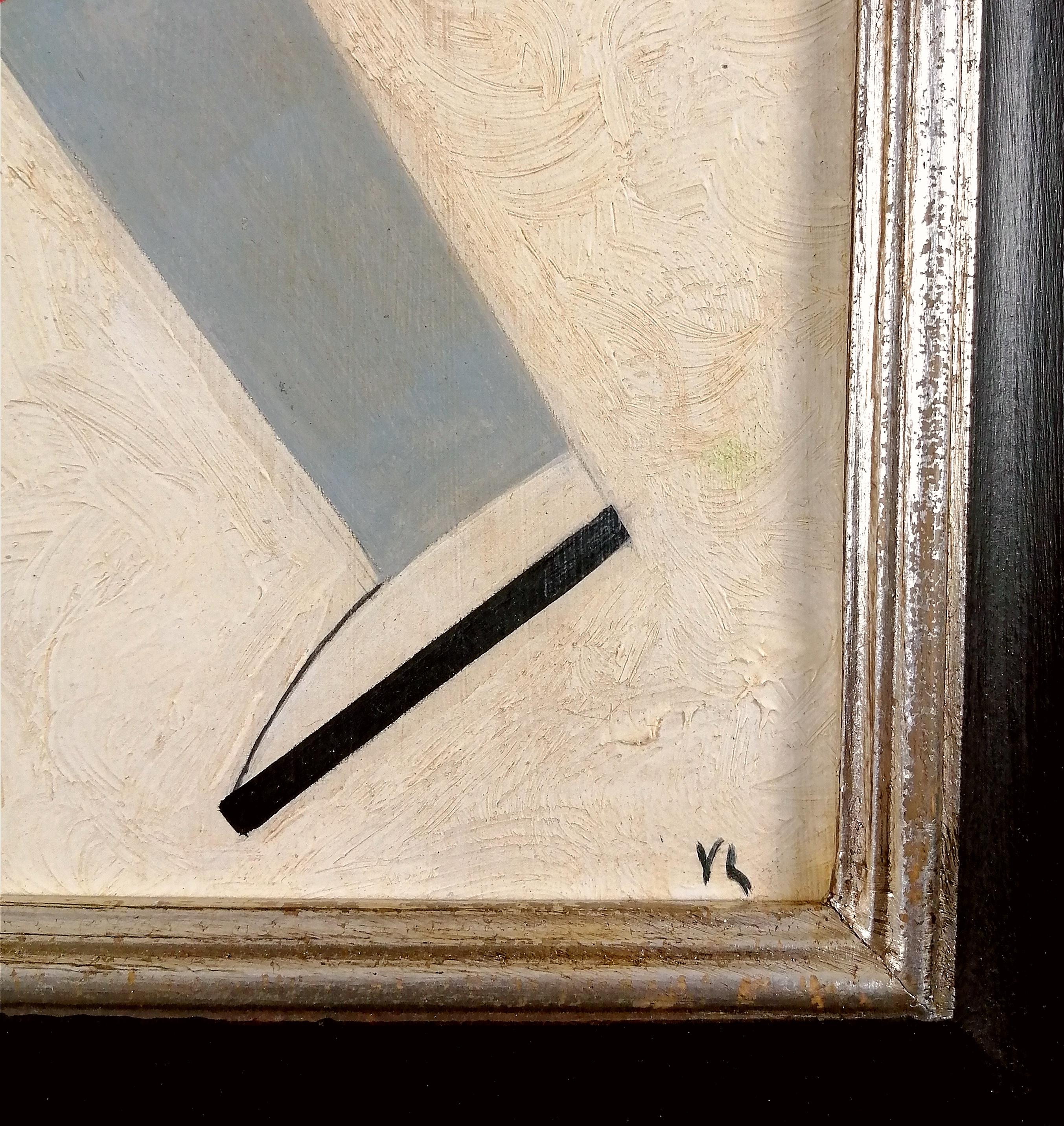 Suprematist Figure - Early 20th Century Russian East European Portrait Painting For Sale 5
