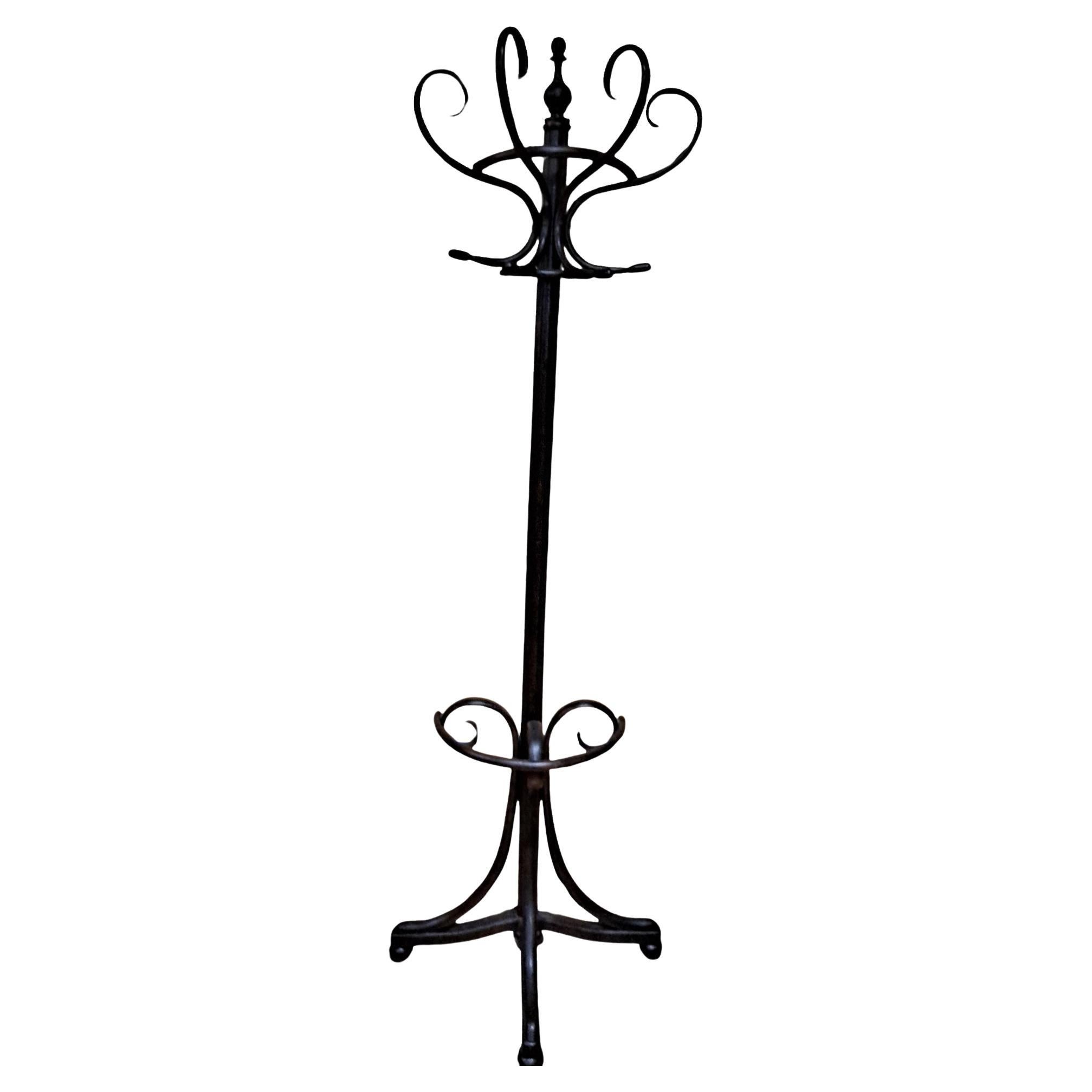 Early 20th Century Ebonised Bentwood Hallway Coat Stand For Sale