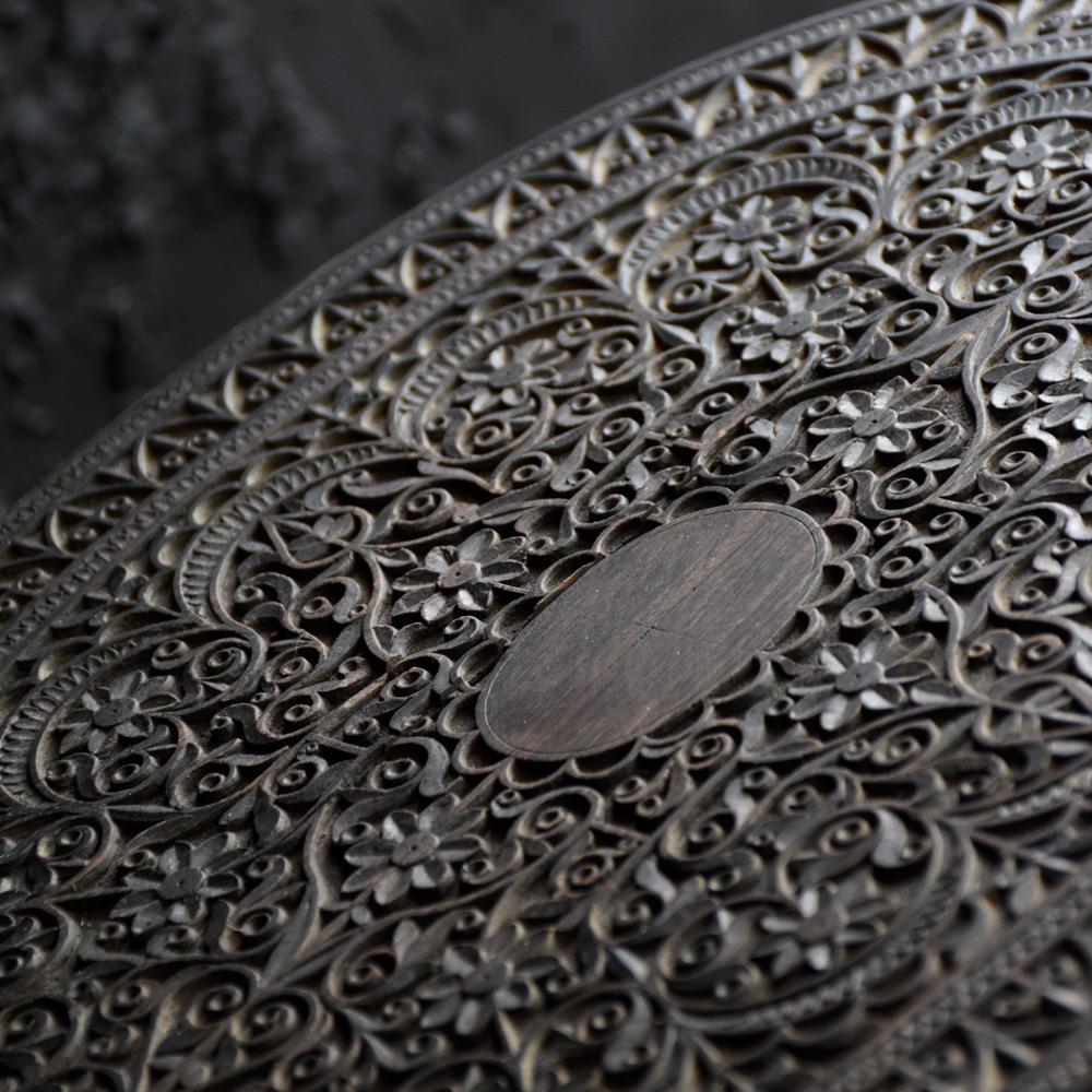 Early 20th Century Ebonised Hand Carved Nagina Folding Side Table 6