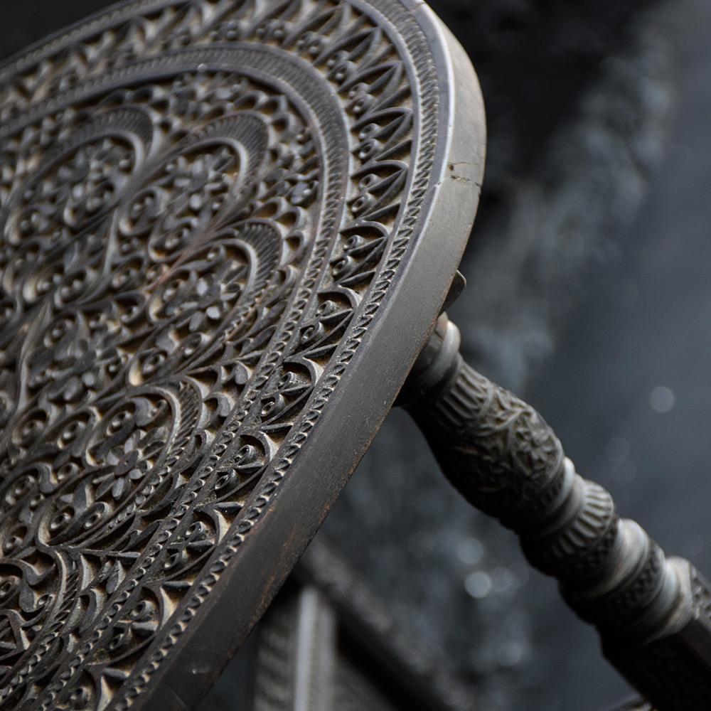 Early 20th Century Ebonised Hand Carved Nagina Folding Side Table 8
