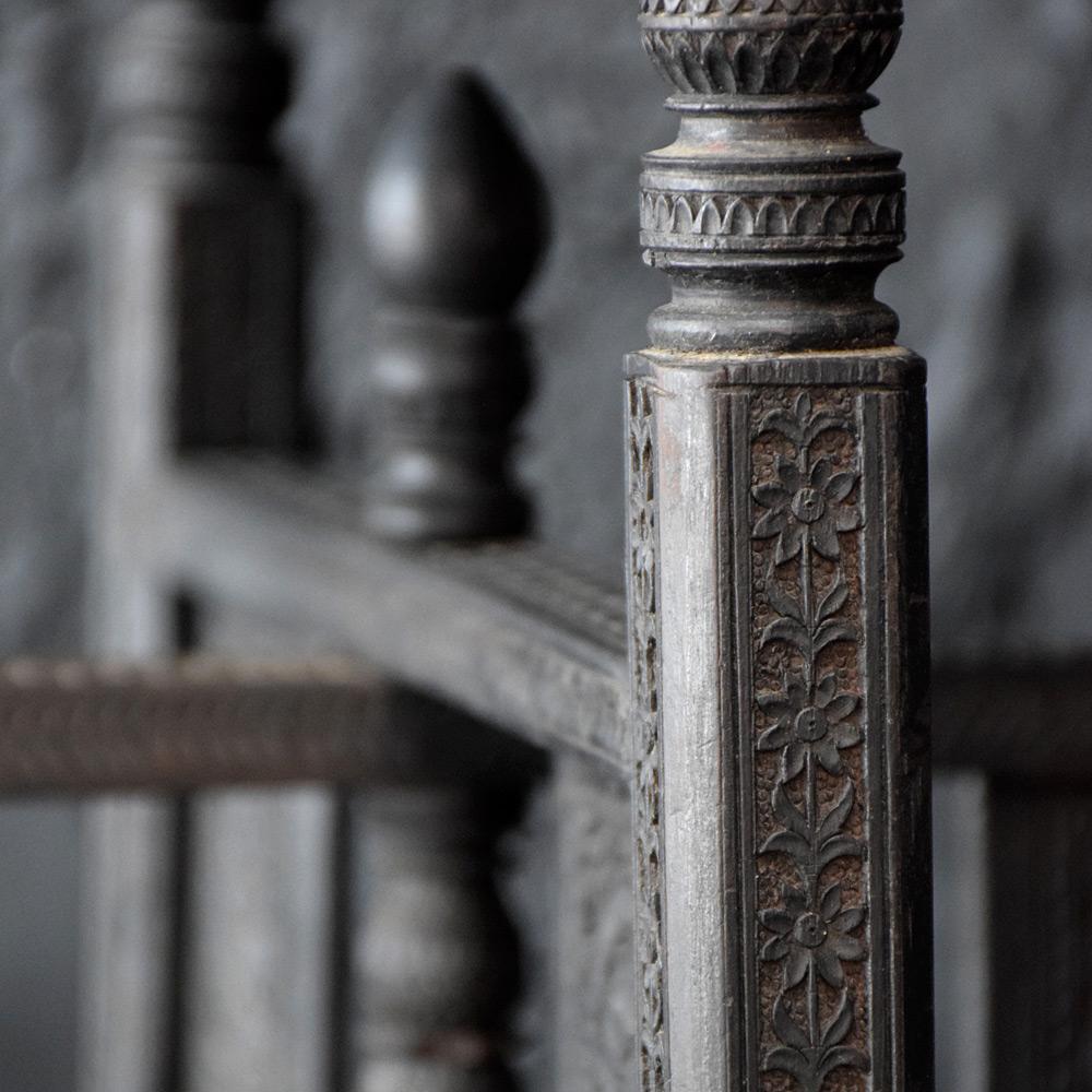 Early 20th Century Ebonised Hand Carved Nagina Folding Side Table 2