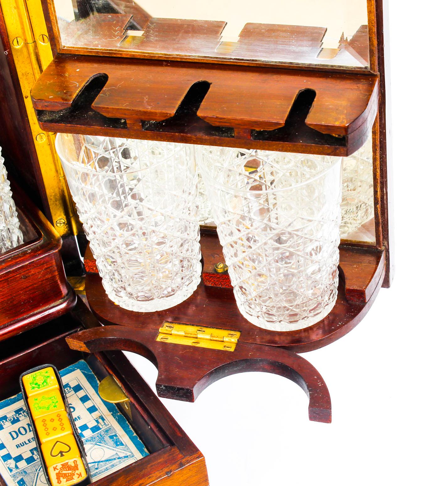 Early 20th Century Edwardian 3 Liqueur and Cigar Table Cabinet Tantalus Dry Bar 4