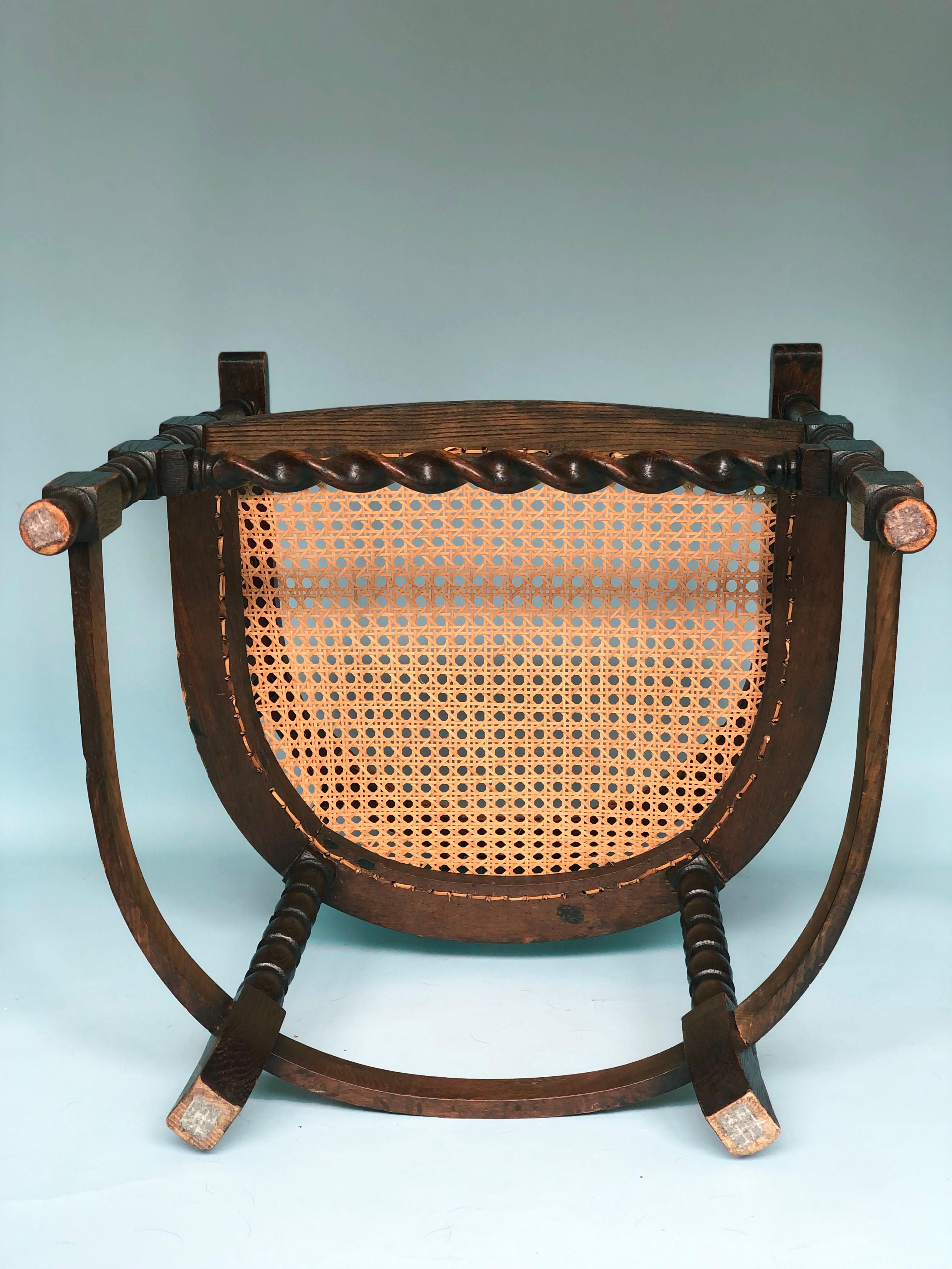 Early 20th Century Edwardian Barley Twist Corner Chair with Cane 4