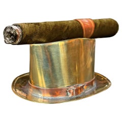 Early 20th Century Edwardian Brass Top Hat Cigar Holder