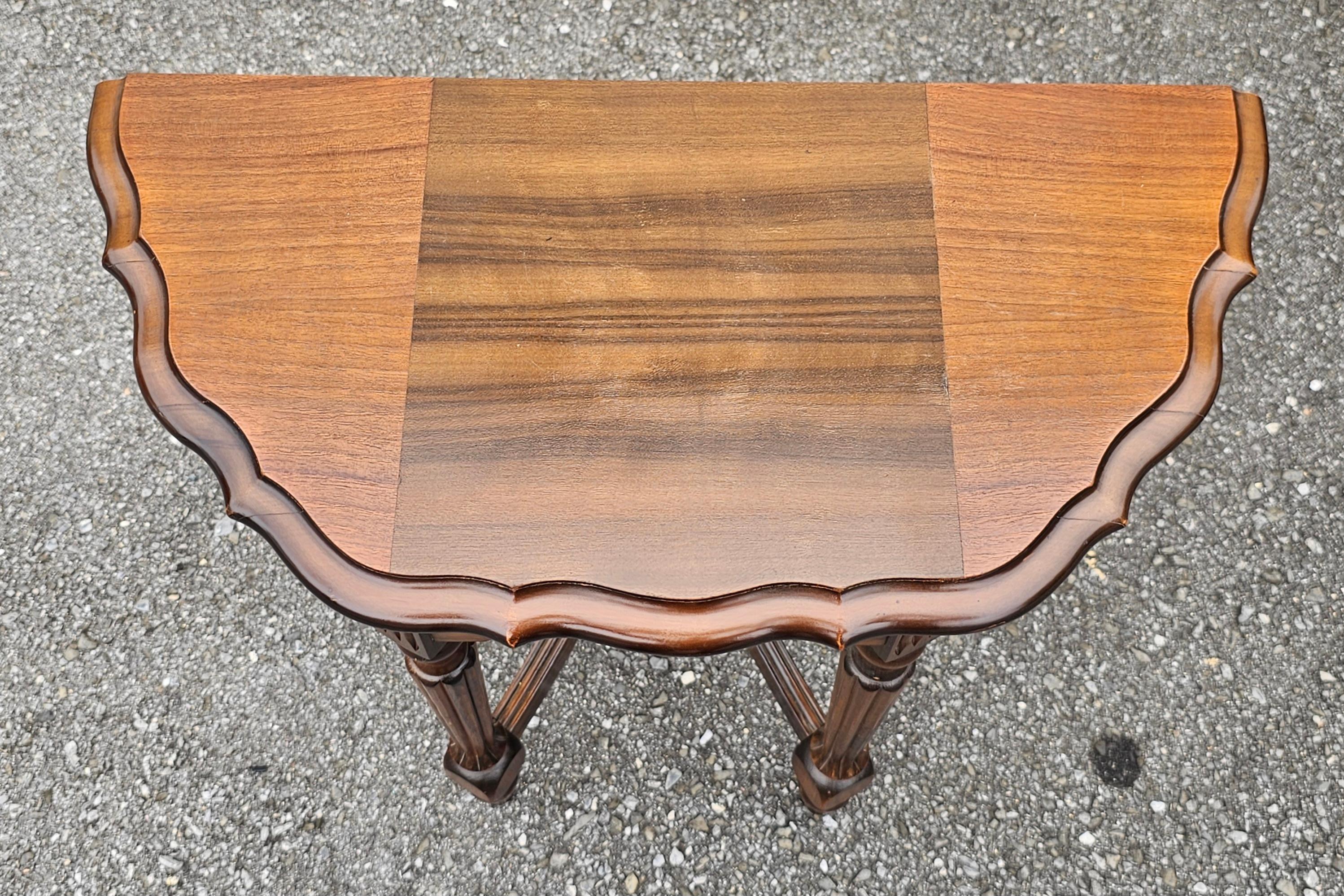 Early 20th Century Edwardian Carved Walnut Stretcher Console Table, Circa 1920s For Sale 1
