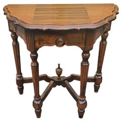 Table console en noyer sculpté édouardienne du début du 20e siècle, vers 1920