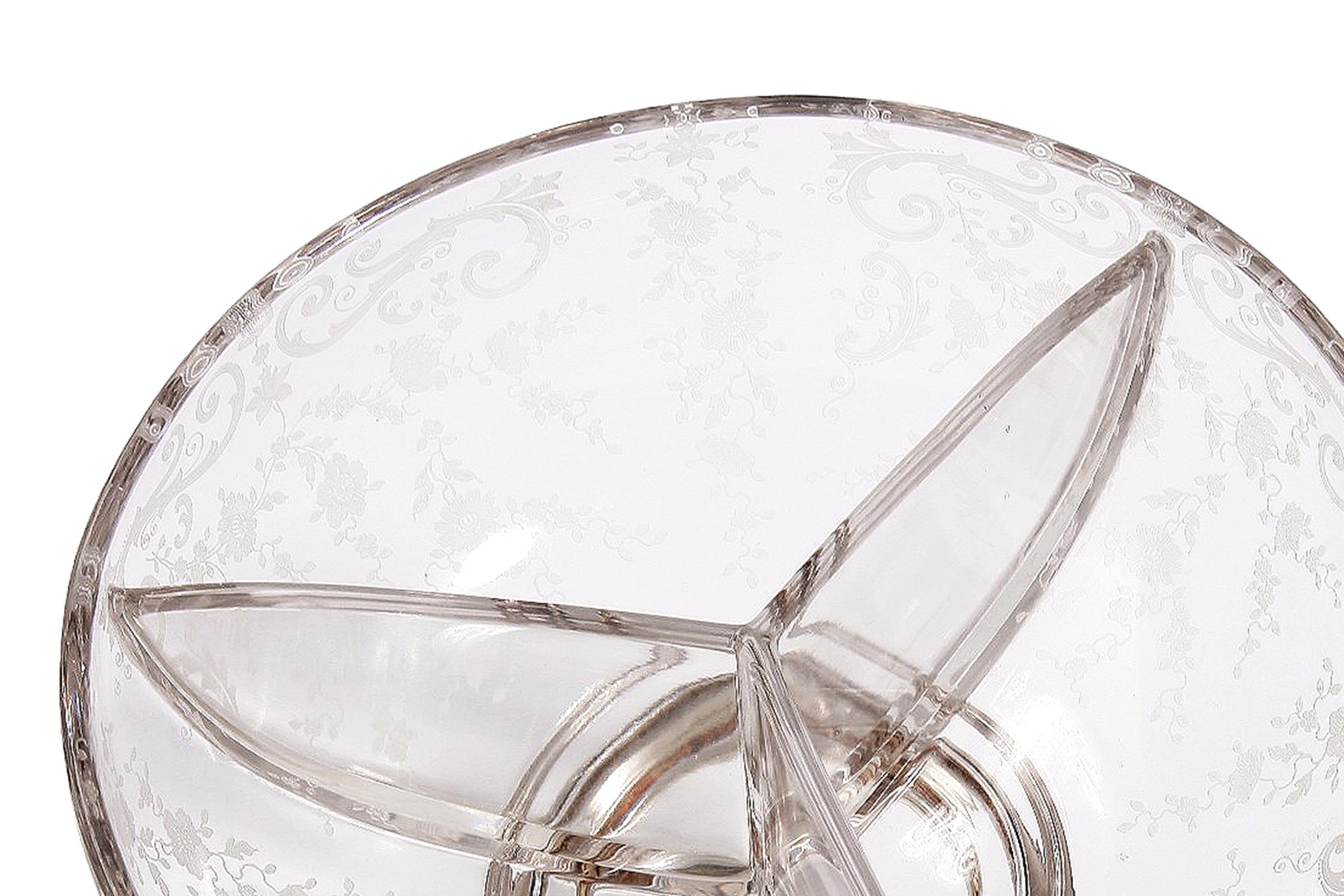 Metal Early 20th Century Edwardian Crystal Glass Bowl with Silver Foot, United Kingdom For Sale