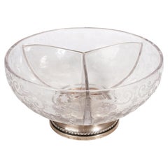 Early 20th Century Edwardian Crystal Glass Bowl with Silver Foot, United Kingdom