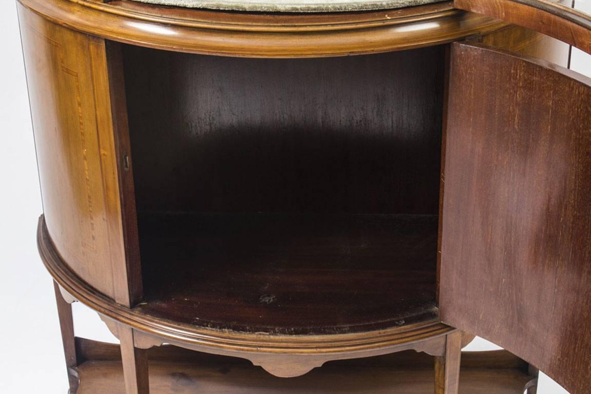 Early 20th Century Edwardian Half Moon Glazed Inlaid Mahogany Display Cabinet 3