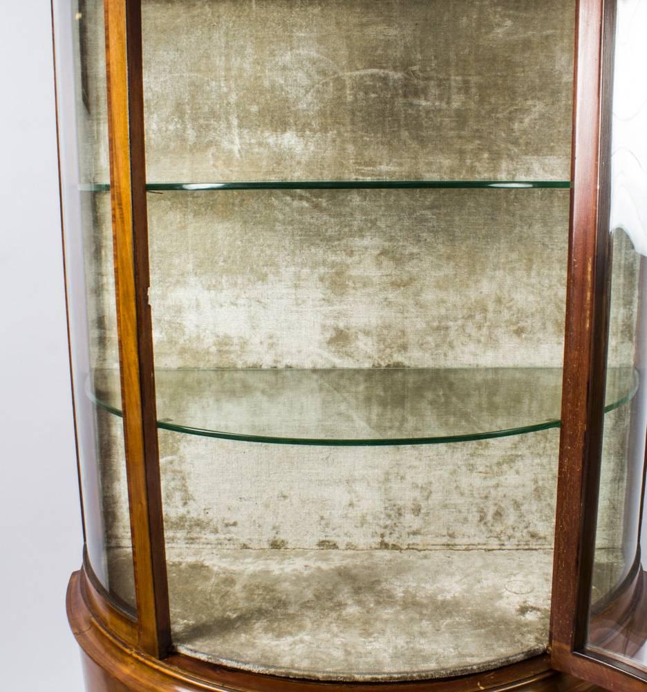 Early 20th Century Edwardian Half Moon Glazed Inlaid Mahogany Display Cabinet 1