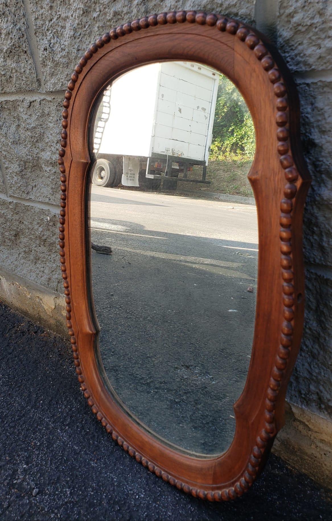 American Early 20th Century Edwardian Hand - Carved Solid Mahogany Dressing Mirror