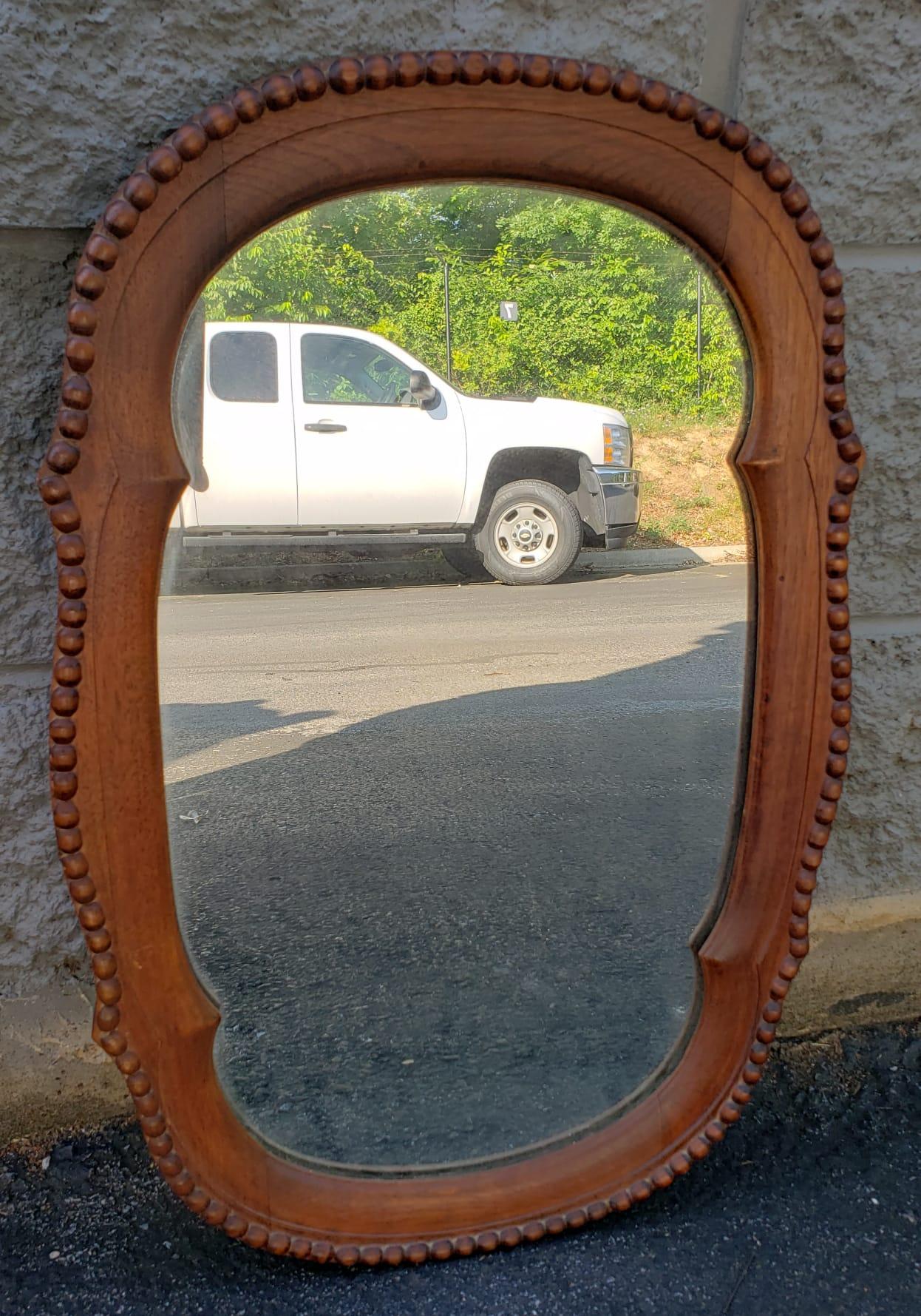 Hand-Carved Early 20th Century Edwardian Hand - Carved Solid Mahogany Dressing Mirror